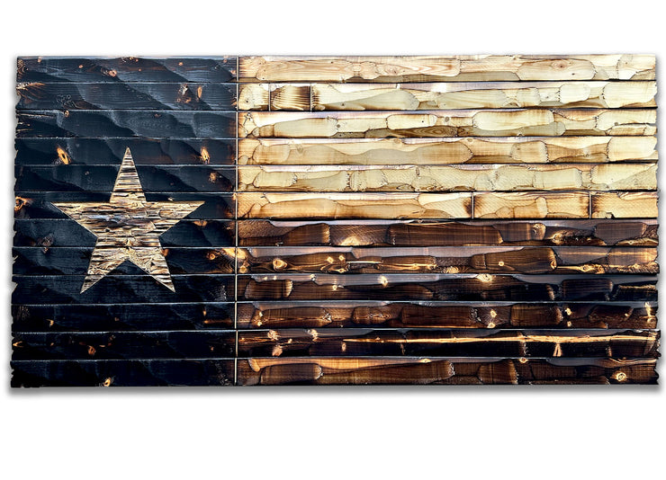 Full Char Texas State Flag Rustic Wood Decor 59x29