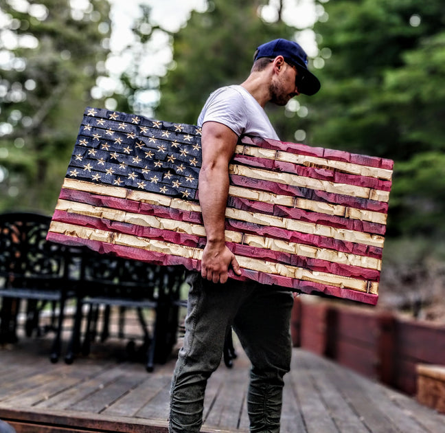 Icon Check Line Wood American Flag – Tagged