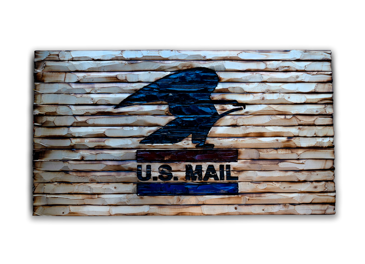 USPS carved wood flag