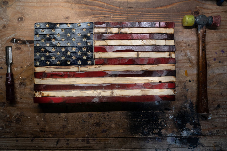 17x9 size wood american flag