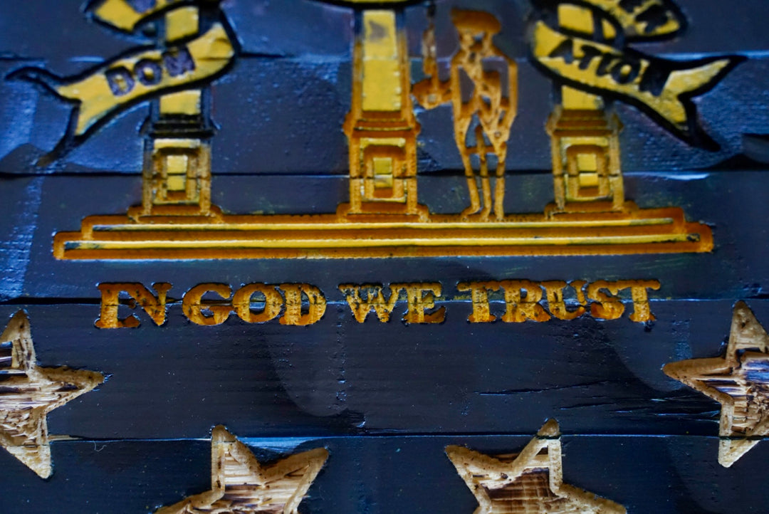 Georgia Wood Carved Flag 38x21