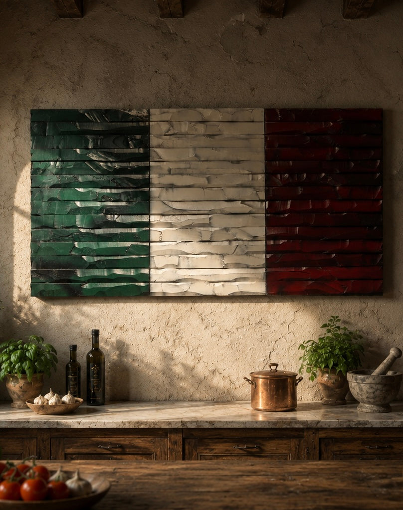 Italy carved wood flag