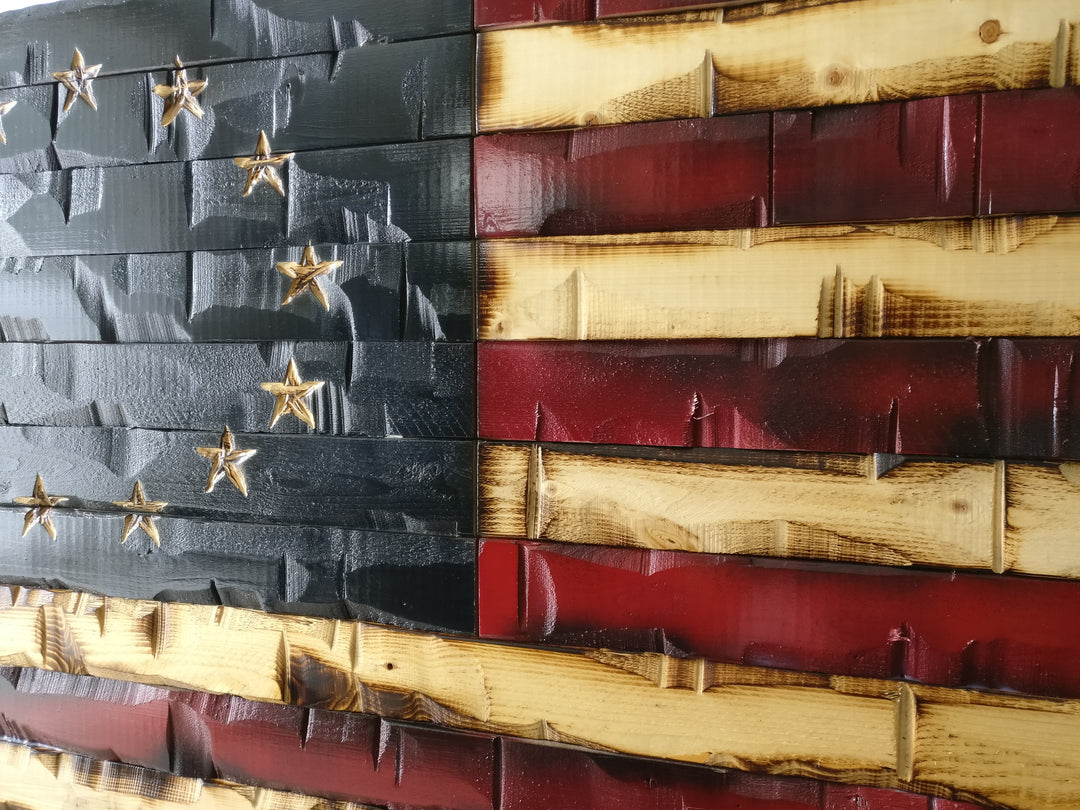 Statement size Hand Carved Betsy Ross Flag 84*46