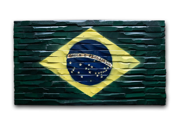 wood flag of brazil