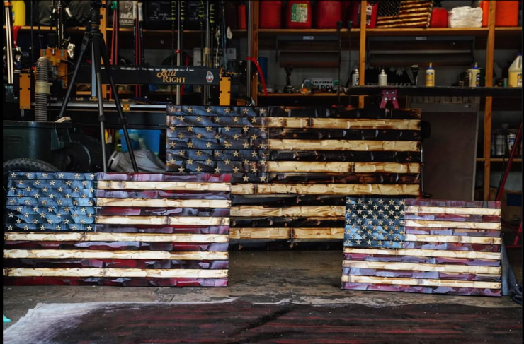 Statement size Rustic Full Charred American Flag 84*46