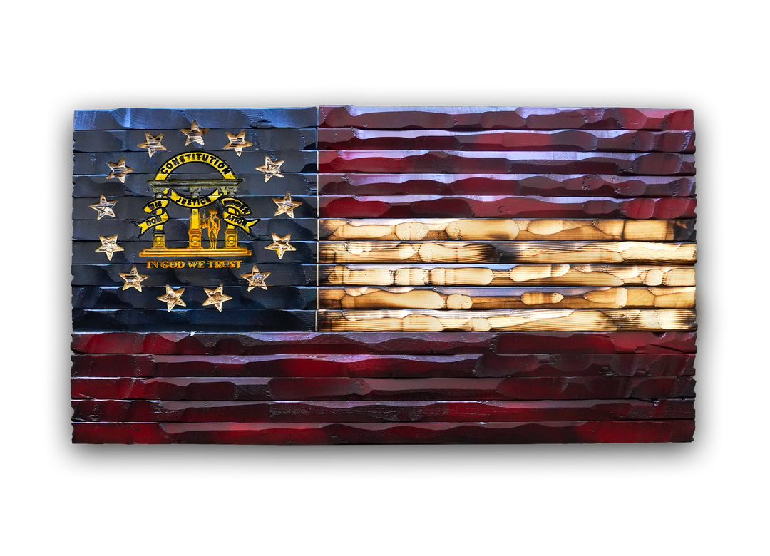 Georgia Wood Carved Flag 38x21