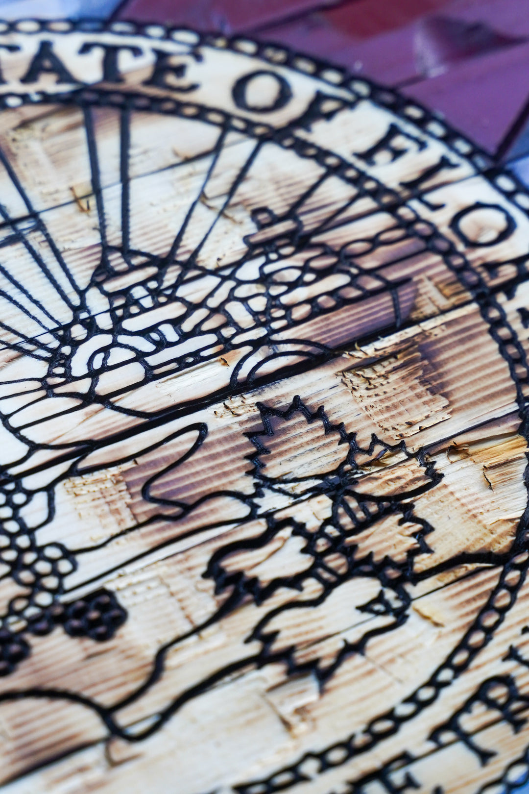 Florida State Wood Carved Flag 38x21