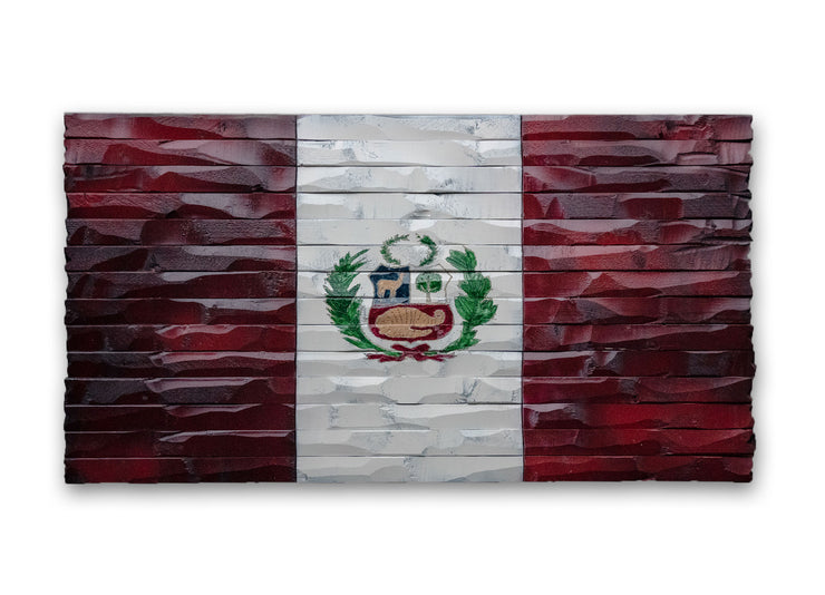 Peru Wood Carved Flag