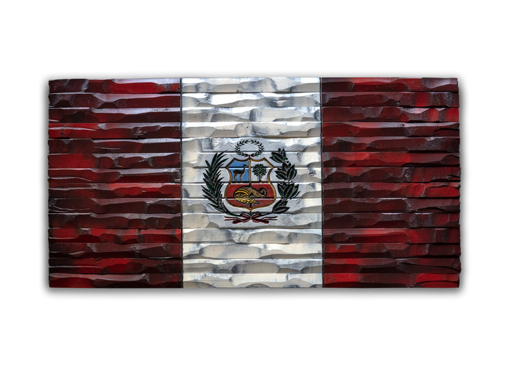 Peru Wood Carved Flag