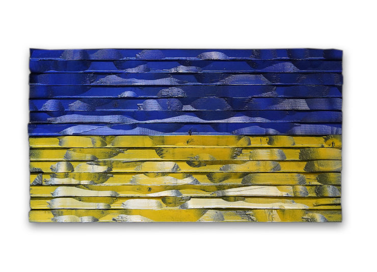 Ukraine Wood Flag