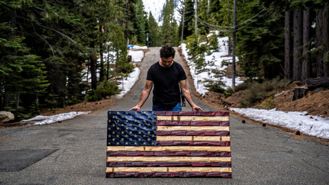 59x32 wood american flag
