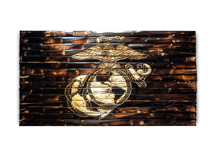 USMC marine wood flag