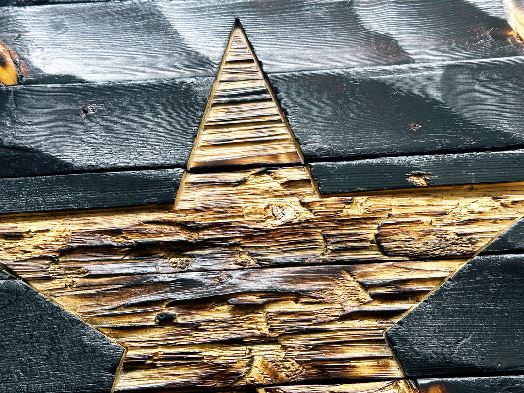 Full Char Texas State Flag Rustic Wood Decor 59x29