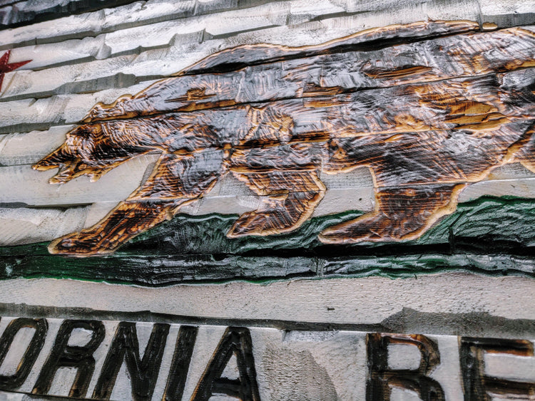 その他 STANDARD CALIFORNIA KOMY ART FLAG California State Shape Wood Flag, California State Flag