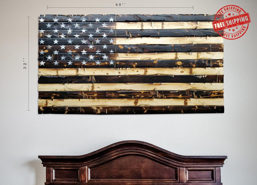 American Flag Wood Burning Art