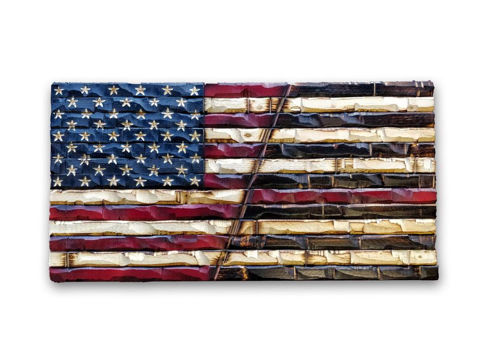 Icon Check Line Wood American Flag – Tagged